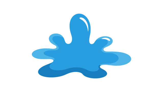 Stylized blue water splash or puddle with highlights against a white background