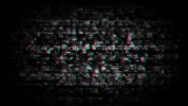 glitch pixelated distortion noise retro video texture  a high-contrast digital overlay 4k