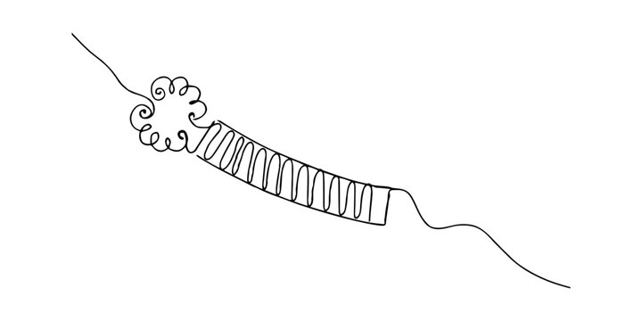 Continuous single line drawing of a coiled metal spring icon