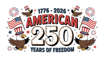 Fototapeta premium American 250 years of freedom anniversary celebration design