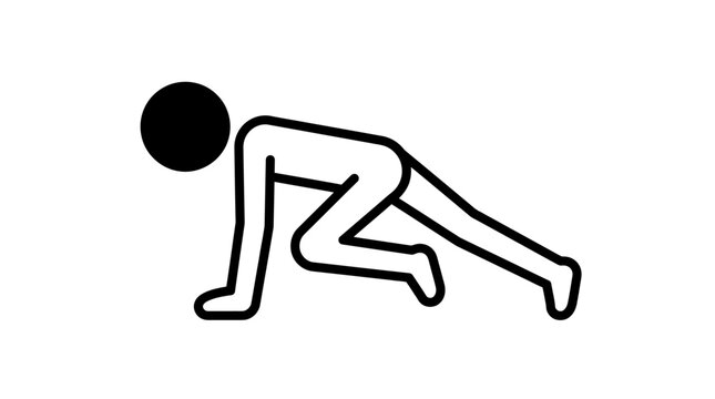 Silhouette of Person Performing Push-up Exercise, Isolated White Background.