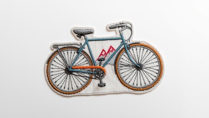 Fototapeta premium Bicycle Patch with Embroidery on White