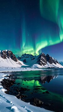 A serene winter landscape with the aurora borealis (2)