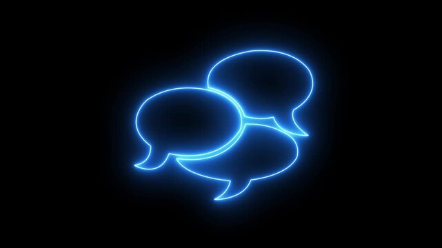 Glowing neon light Message icon , Neon light modern frame speech bubble animation motion graphics on black background