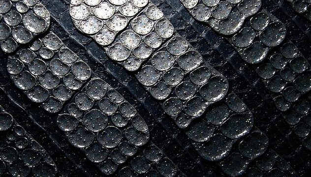 Minimalist snake skin scale pattern in metallic silver and black, scale, geometric, abstract