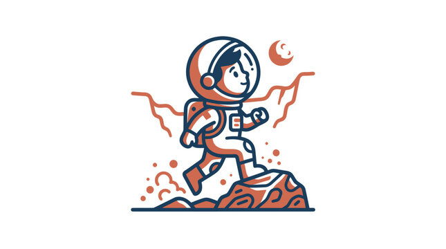Astronaut in Space Suit Running.