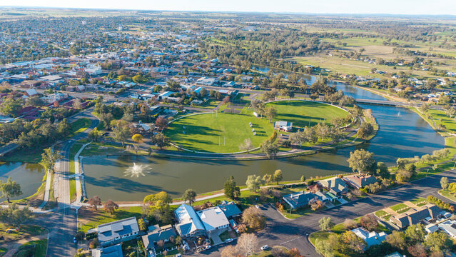 The New South Wales town of Forbes and lake Forbes.