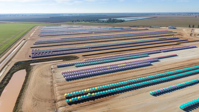 Cotton bales at a cotton farm in Western New South Wales.