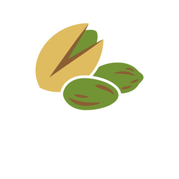 A simple flat vector illustration of three green pistachios