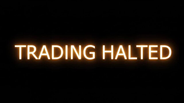 Trading Halted Text Animation Indicating a Severe Financial Crisis or Crypto Market Crash in a Bear Market Scenario
