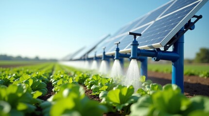 Fototapeta premium Solar Powered Automatic Irrigation System for Modern Sustainable Farming.