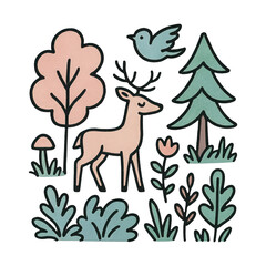 Obraz premium PNG Whimsical forest scene illustration