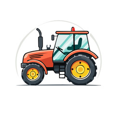 Naklejka premium Flat vector illustration of orange and blue truck
