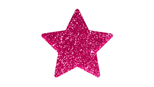 Sparkling Pink Glitter Star Shape Isolated on Black Background