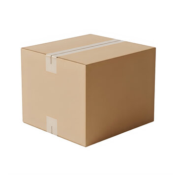 Brown cardboard box with flaps closed