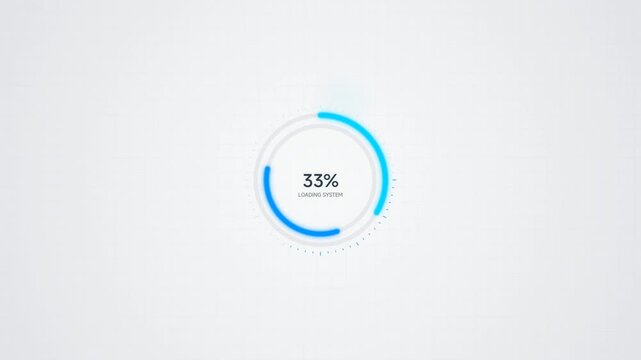 A blue circular progress bar displays thirty-three percent on a white background