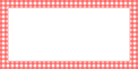 Pink gingham plaid border frame with large blank copy space, cute pastel background template for invitations, greeting cards, menus, posters, and social media. © mytour