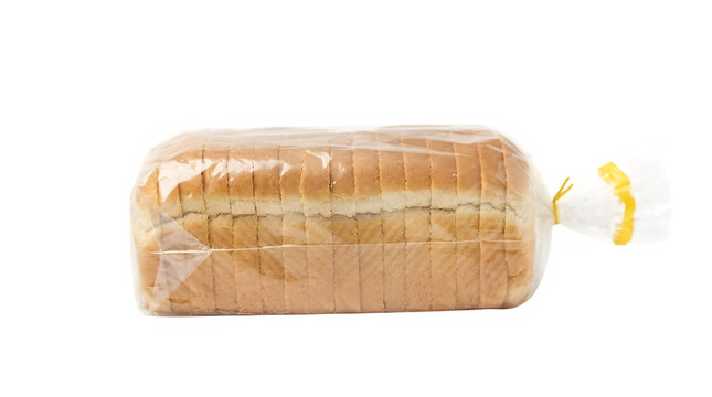 A sliced loaf of bread in a plastic bag isolated on transparent background 
