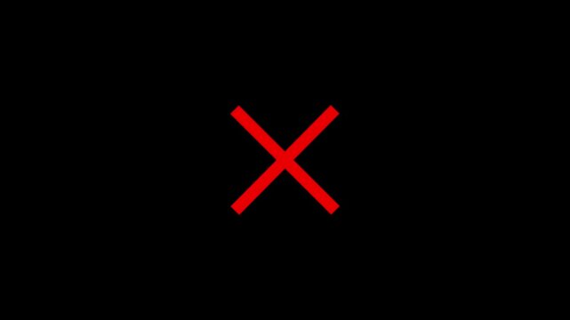 Animation of red ban warning for no entry, prohibition and stop symbol on black background.4 k video...