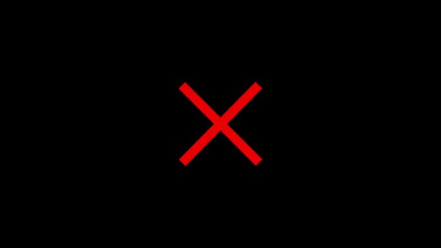 Animation of red ban warning for no entry, prohibition and stop symbol on black background.4 k video...