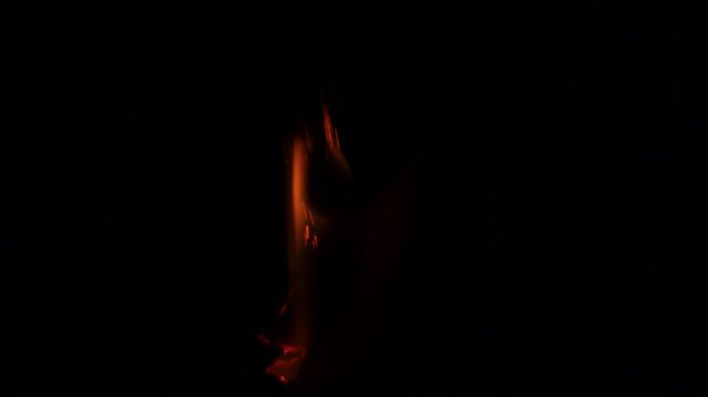 Burning Paper with Bright Flame in Dark Background, Document Burning, Fire, Combustion, Heat, Ash, Emergency, Destruction Concept