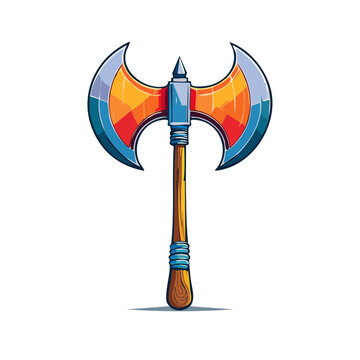 Colorful double headed axe vector illustration
