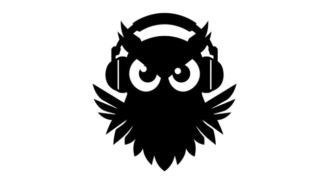 Owl wearing headphones logo.