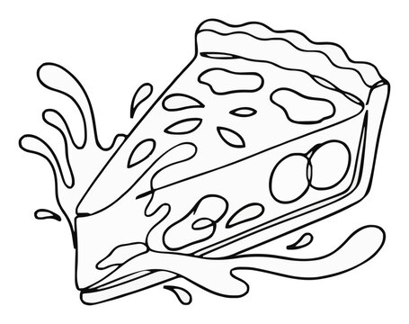 Minimalist quiche lorraine slice vector line art. Generative AI