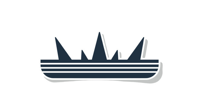 Minimalist abstract logo design featuring sharp jagged peaks and horizontal stripes with a subtle drop shadow on white.