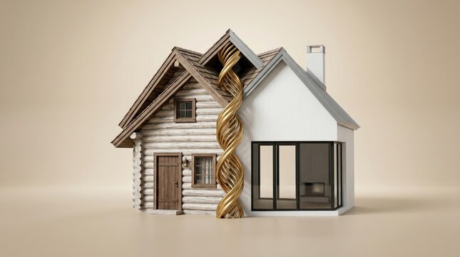 Mixed architecture house with wooden