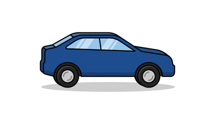 Fototapeta premium Blue Sedan Car Icon, 3D Flat Design, Isolated on White Background