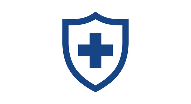 Blue shield with cross symbol.