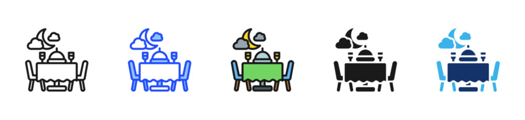 Fototapeta premium Night Dining Icon Collection With Multiple Styles