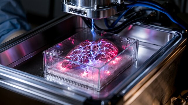 Bio printed humanized liver patch with artificial capillaries inside sterile chamber for xenotransplantation