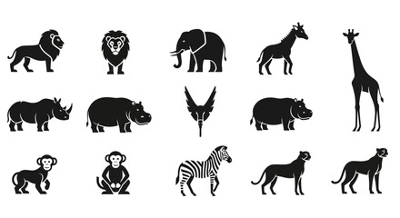 Obraz premium Black silhouettes of various animals.