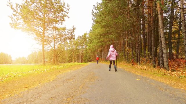Little beautiful girl walks in Slovak Paradise, Slovakia