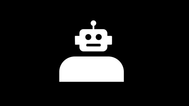 AI Robot Icon Animation. Robot Avatar Icon on Black Background. 