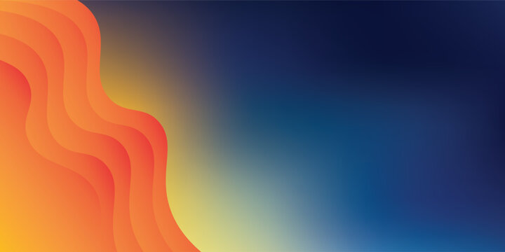 Vibrant Abstract Gradient Background With Layered Orange Waves And Smooth Blue Fade For Design