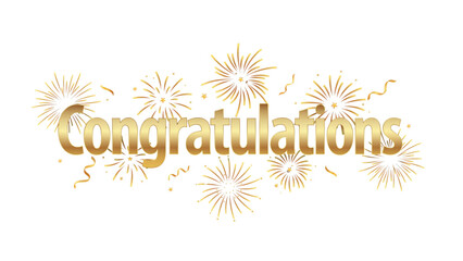 Shiny gold congratulations text with decorative sparkling stars for celebration and festive party greeting card designs Vector © mdlimon