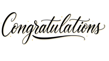 Elegant black cursive calligraphy script text saying congratulations for greeting cards and festive celebration designs Vector © mdlimon