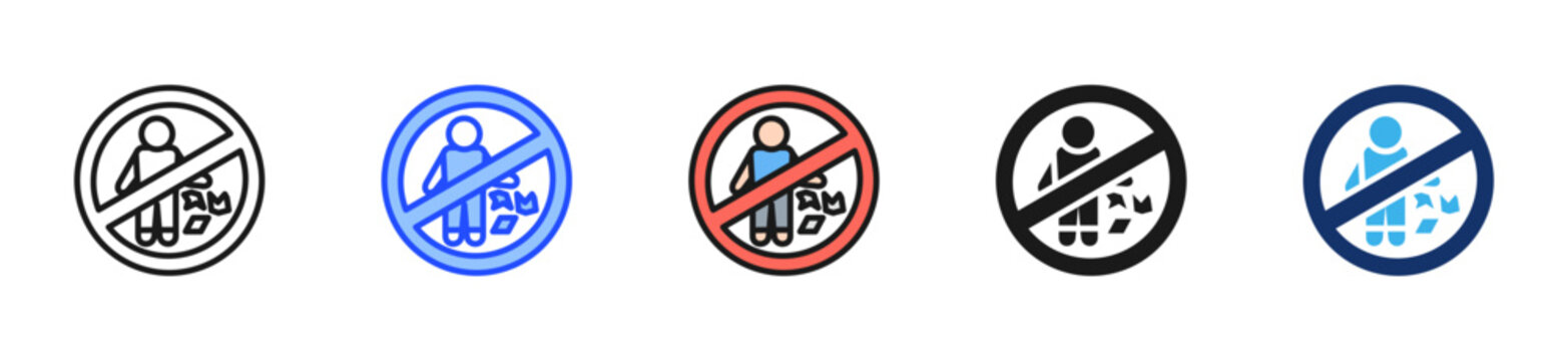 Littering Ban Icon Collection With Multiple Styles