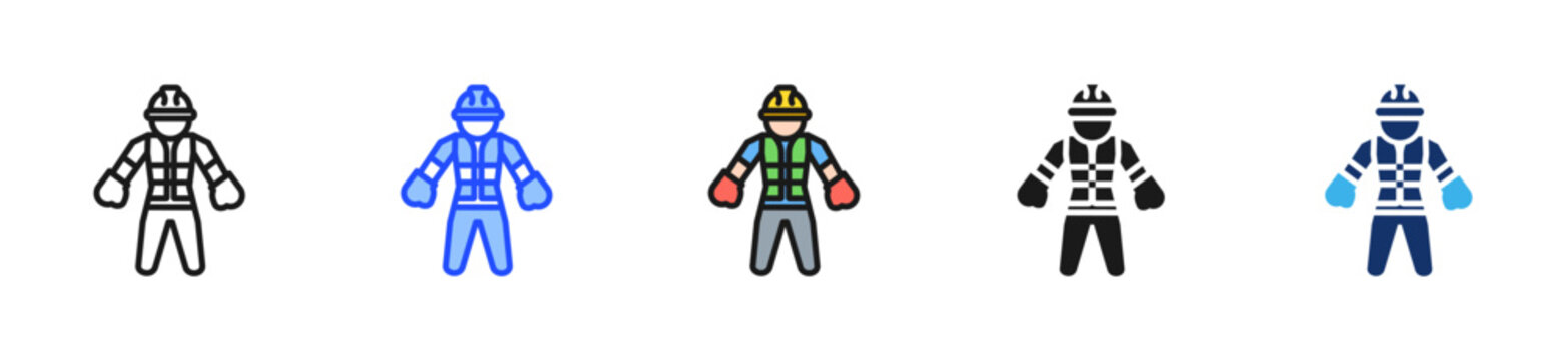 Recycling Worker Icon Collection With Multiple Styles