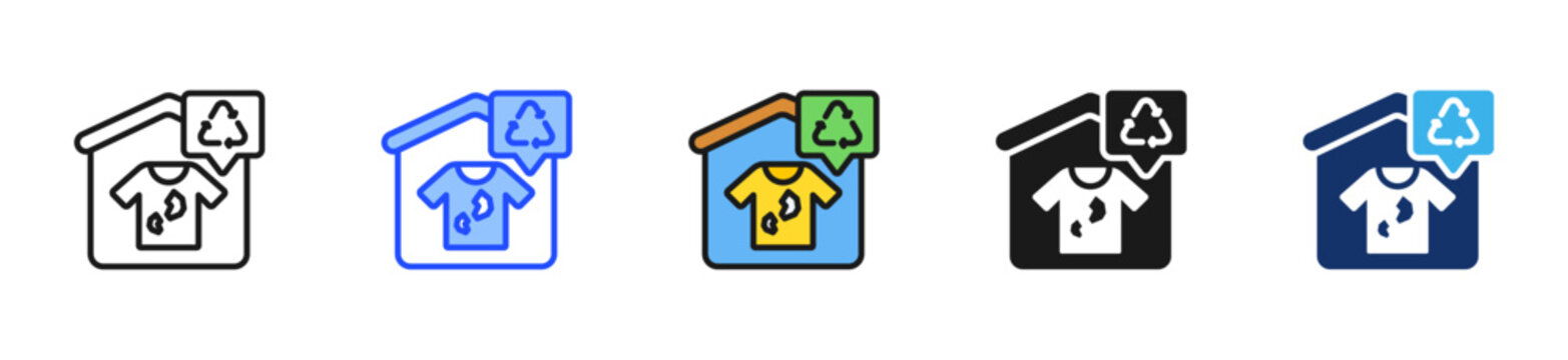 Textile Recycling Icon Collection With Multiple Styles