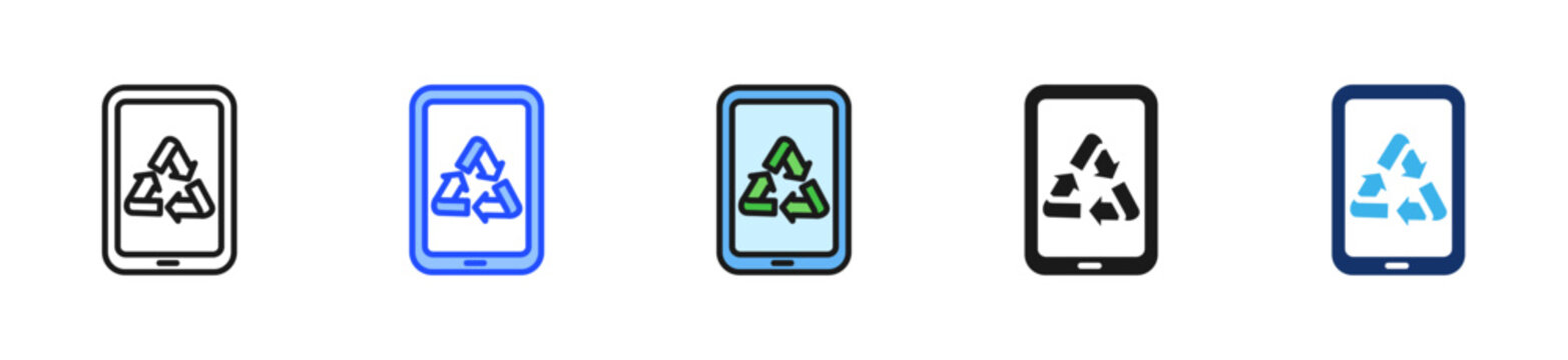 Recycling App Icon Collection With Multiple Styles