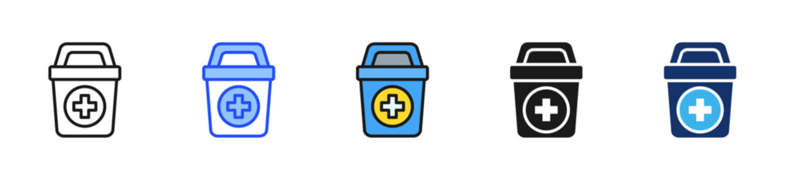 Medical Waste Icon Collection With Multiple Styles
