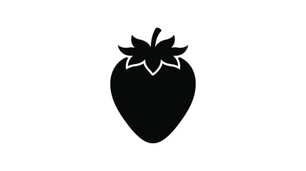 strawberry silhouette on white background fruit berry black simple icon graphic food © MdKabir