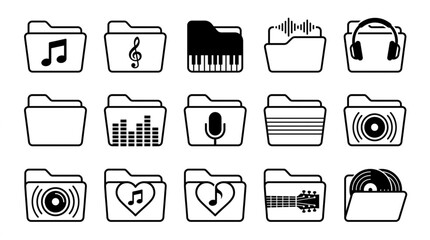 Collection of Music Related Folder Icons and Symbols. © re