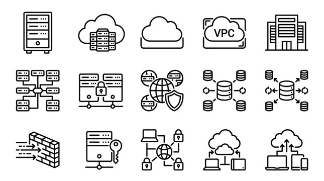 Technology icons for business communication.