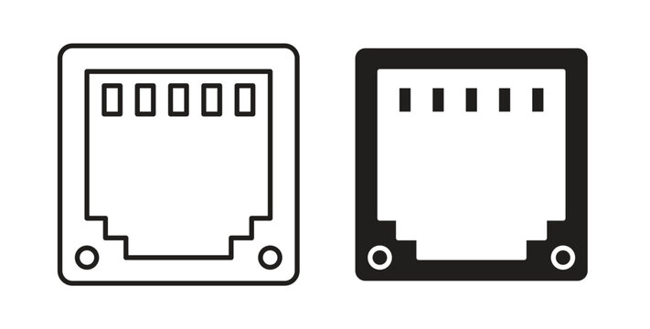 TCP icon line style collection. Simple black solid icons