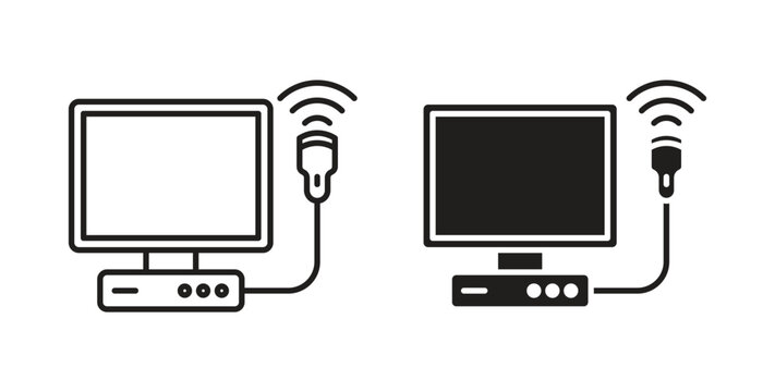 Ultrasonography icon line style collection. Simple black solid icons